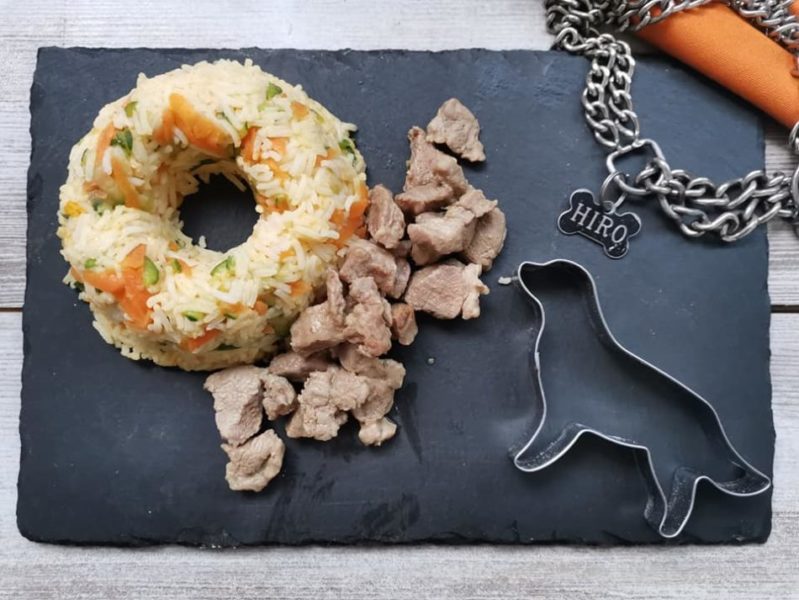 sformatino di riso basmati con agnello per cani